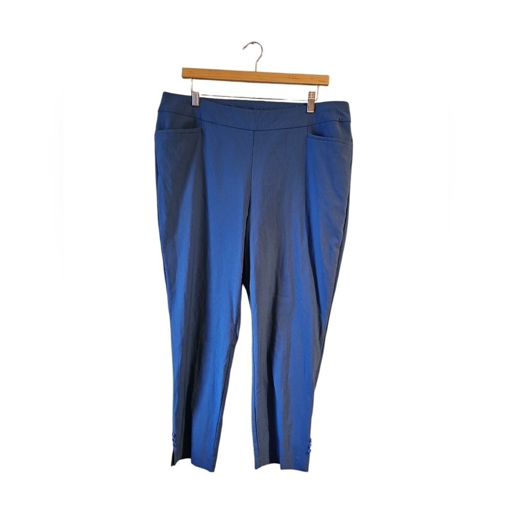 Chicos Sz 3 Blue Button Detail Ankle Pants Sz XL WP141